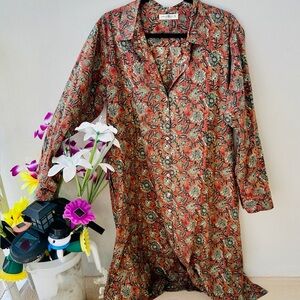 NATURAL LIFE Floral Dress in Rust and Green